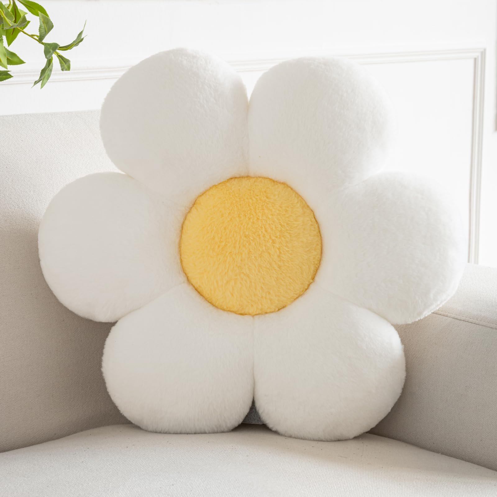 Hoffis Flower Pillows, Decorative Pillows for Couch, Cute Daisy Pillow for Bed, Flower Shaped Decorative Throw Pillow Room Decor (Yellow, 19.6 Inches) - Image 3