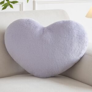Hoffis Heart Pillow, Heart Shaped Pillow for Bed Couch, Soft Decorative Heart Throw Pillow, Cute Decorate Pillows, Heart Pillows for Bedroom Living Room (Lavender Purple, Medium 15.7"x11.8")