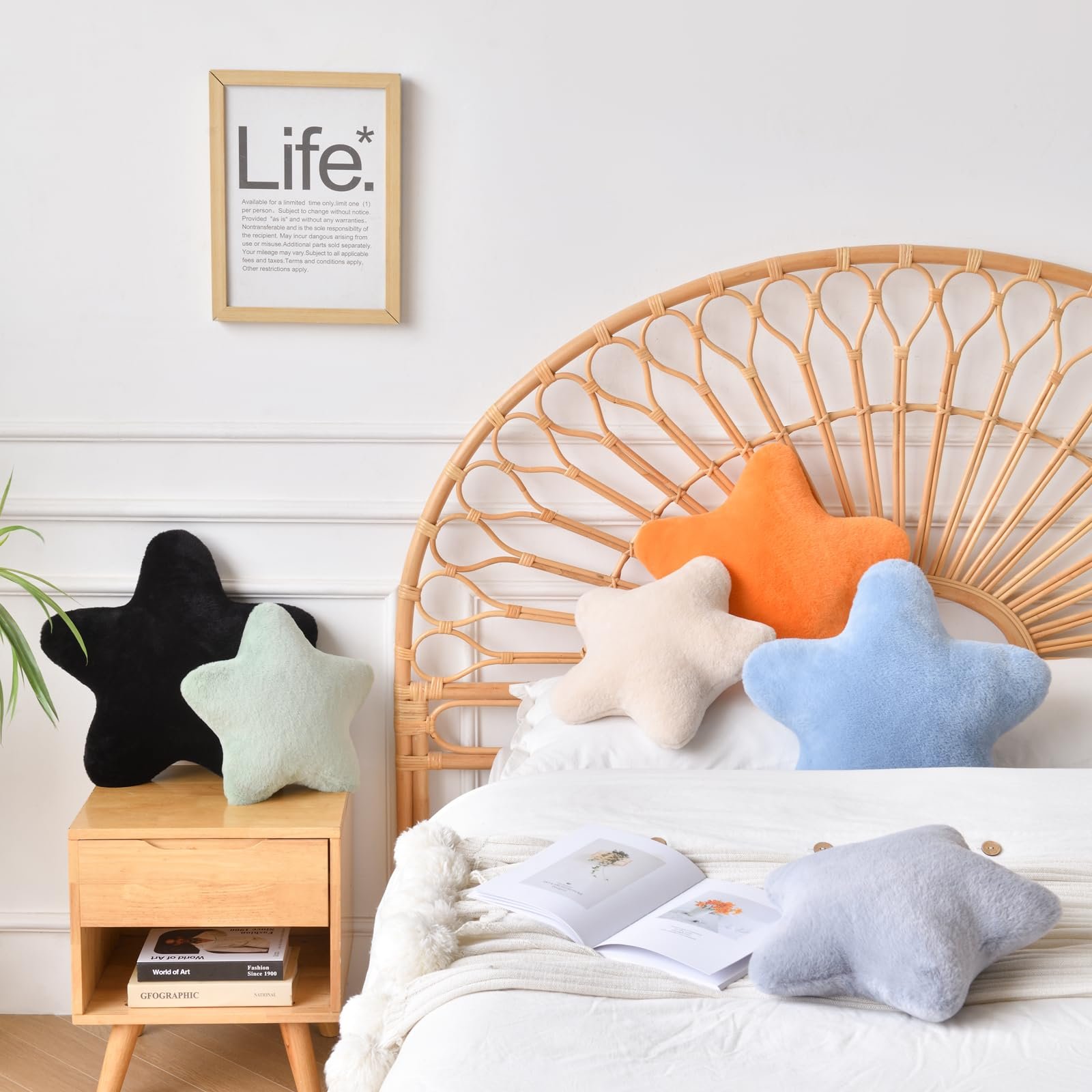 Hoffis Star Pillow, Decorative Throw Pillows for Bed Couch, 15" Star Shaped Pillow Plush Floor Cushions Room Decor Pillow with Faux Rabbit Fur for Sofa Bedroom Living Room (Orange, 19.6" x 19.6") - Image 5