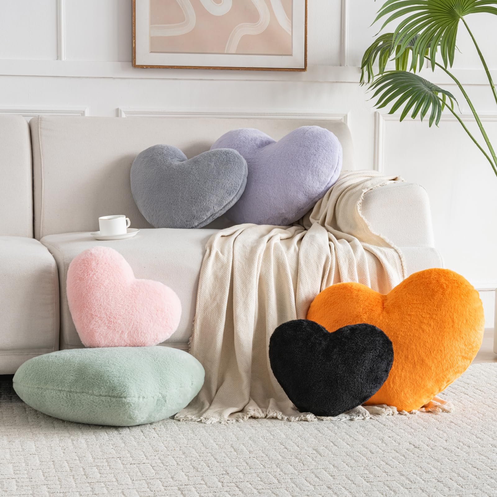Hoffis Heart Pillow, Heart Shaped Pillow for Bed Couch, Soft Decorative Heart Throw Pillow, Cute Decorate Pillows, Heart Pillows for Bedroom Living Room (Lavender Purple, Medium 15.7"x11.8") - Image 4