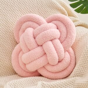 Hoffis Knot Pillow Ball, 12" Soft Decorative Throw Pillows for Couch Bed, Hot Pink Knotted Plush Throw Pillow Home Couch Decor Pillows for Living room