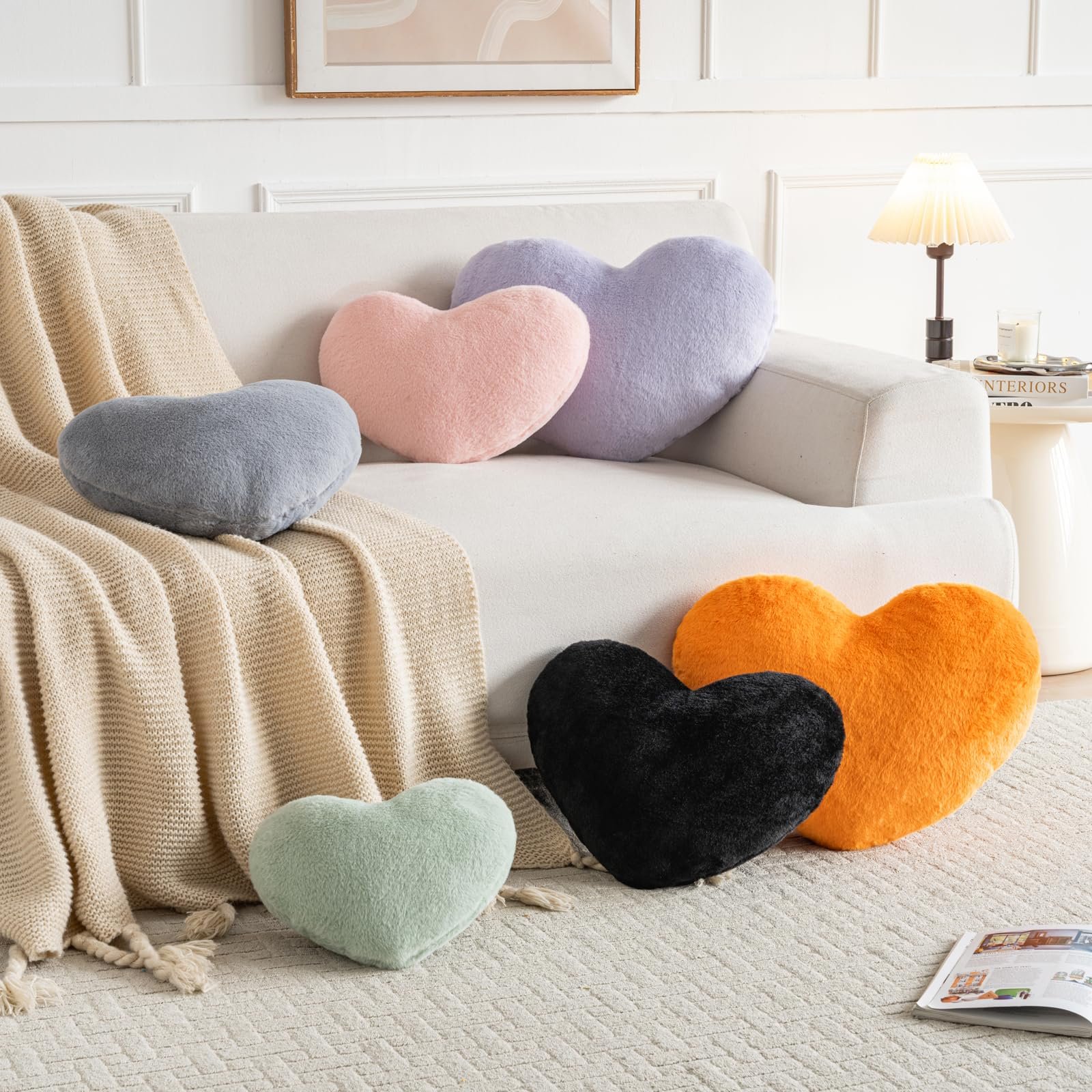 Hoffis Heart Pillow, Heart Shaped Pillow for Bed Couch, Soft Decorative Heart Throw Pillow, Cute Decorate Pillows, Heart Pillows for Bedroom Living Room (Lavender Purple, Medium 15.7"x11.8") - Image 7